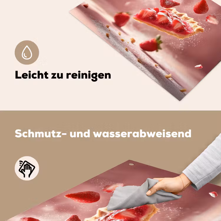 Aardbei - Taart- Eten - Roze Inductie beschemer met haakjes klein -ky-schoon-de
