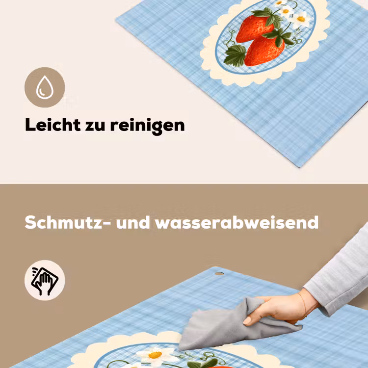 Aardbeien - Lijst - Rood - Geruit Inductie beschemer met haakjes klein -ky-schoon-de