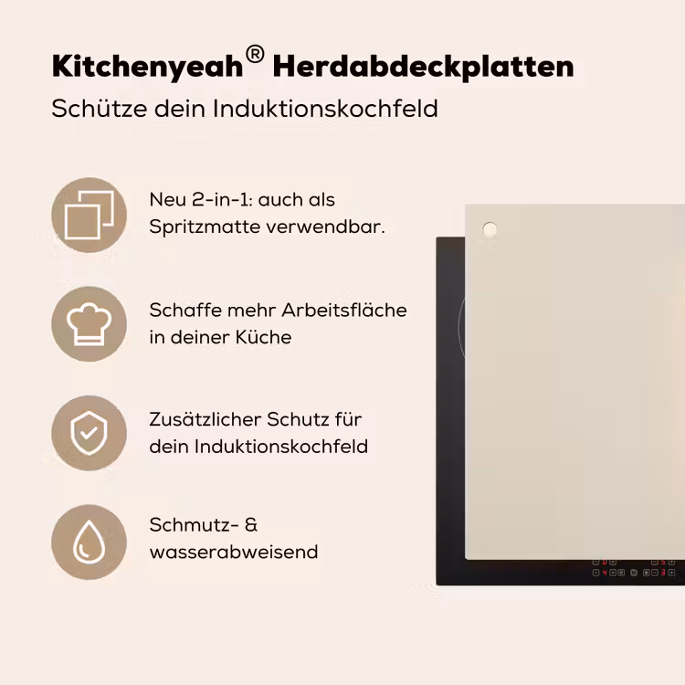 Pinda - Ruw - Beige Inductie beschemer met haakjes klein -ky-usp-de