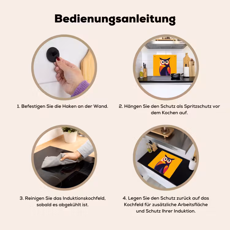 Uil - Grafisch - Kleurrijk - Ogen Inductie beschemer met haakjes middel -ky-gebruik-de
