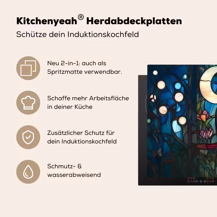 Uil - Mozaïek - Maan - Nacht Inductie beschemer met haakjes klein -ky-usp-de