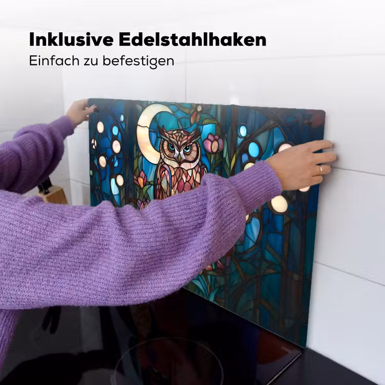 Uil - Mozaïek - Maan - Nacht Inductie beschemer met haakjes klein -ky-ophangen-de