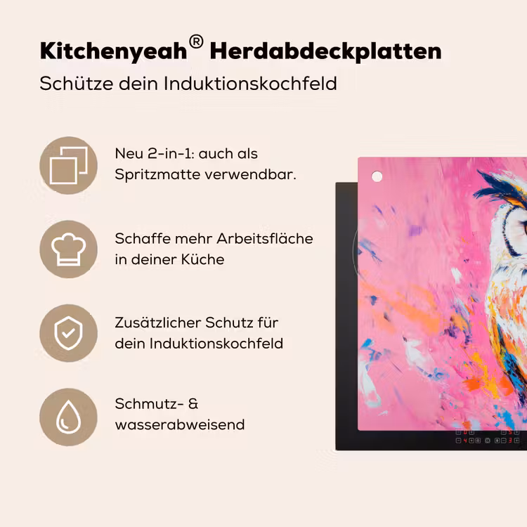 Uil - Roze - Blauw - Verf - Abstract Inductie beschemer met haakjes klein -ky-usp-de