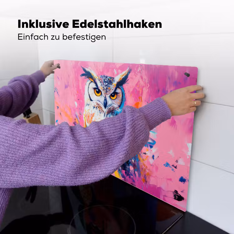 Uil - Roze - Blauw - Verf - Abstract Inductie beschemer met haakjes klein -ky-ophangen-de