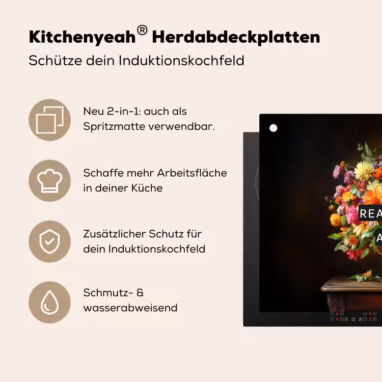 Kleur - Bloemen - Vintage - Bloemenvaas Inductie beschemer met haakjes klein -ky-usp-de