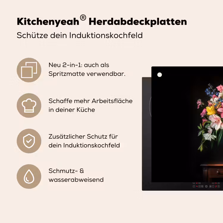 Kleur - Vaas - Bloemen - Boeket Inductie beschemer met haakjes klein -ky-usp-de