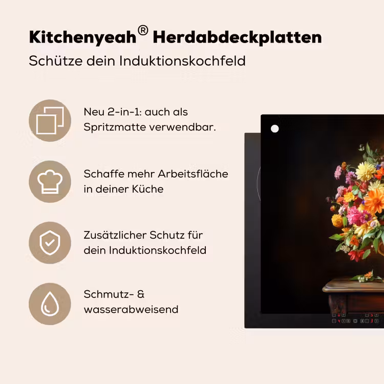 Kleuren - Boeket - Vaas - Hout Inductie beschemer met haakjes klein -ky-usp-de