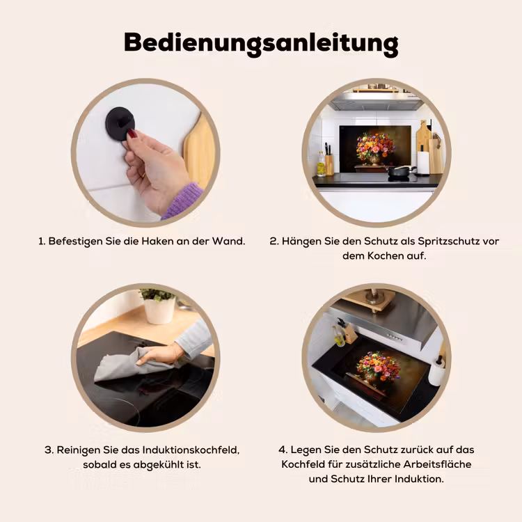 Kleuren - Boeket - Vaas - Hout Inductie beschemer met haakjes klein -ky-gebruik-de