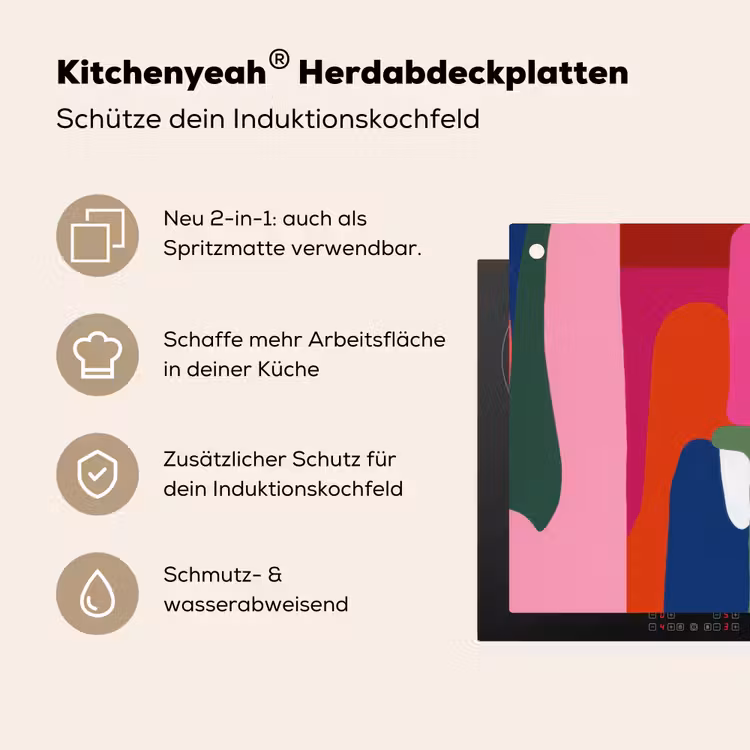 Kleurvakken - Recht - Rond - Abstract Inductie beschemer met haakjes middel -ky-usp-de