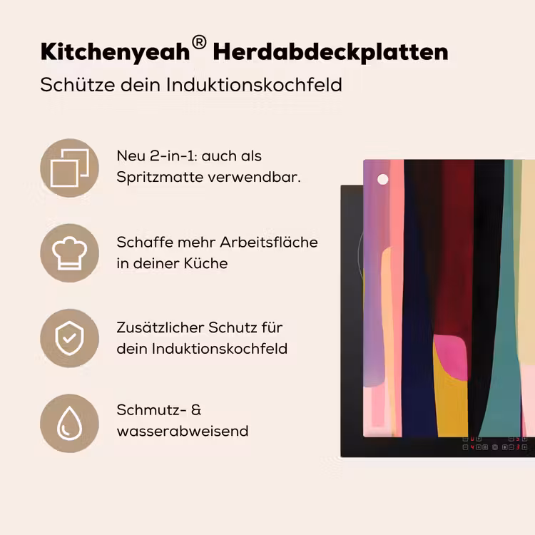 Kleurbanen - Verticaal - Kleurrijk Inductie beschemer met haakjes middel -ky-usp-de