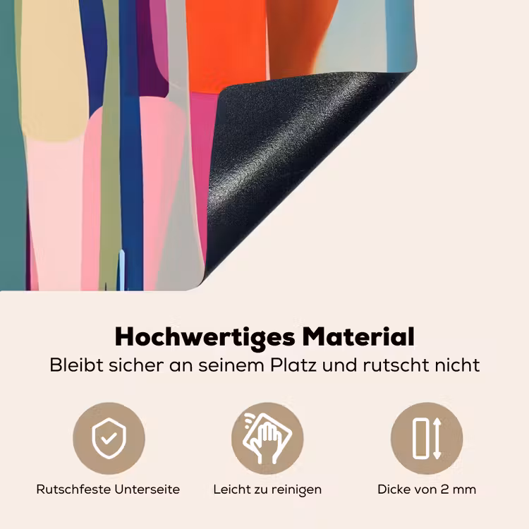 Kleurbanen - Verticaal - Kleurrijk Inductie beschemer met haakjes middel -ky-onderkant-de