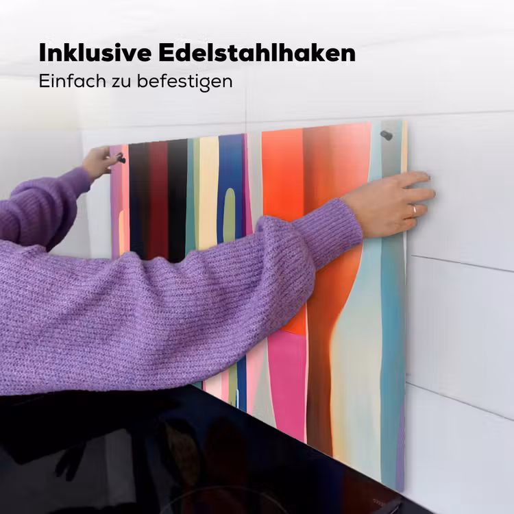 Kleurbanen - Verticaal - Kleurrijk Inductie beschemer met haakjes middel -ky-ophangen-de