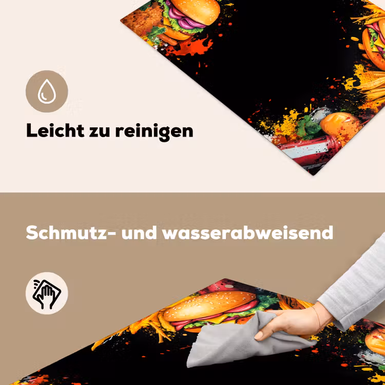 Fastfood - Graffiti - Hamburger - Eten - Modern Inductie beschemer met haakjes klein -ky-schoon-de