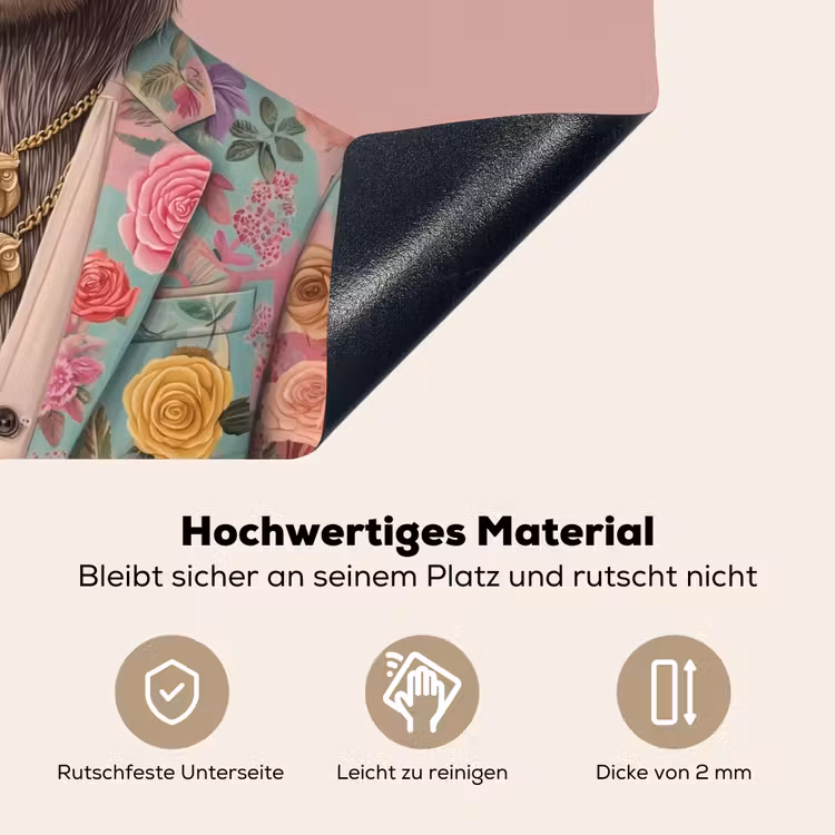 Luiaard - Bloemenprint - Bril - Roze Inductie beschemer met haakjes klein -ky-onderkant-de