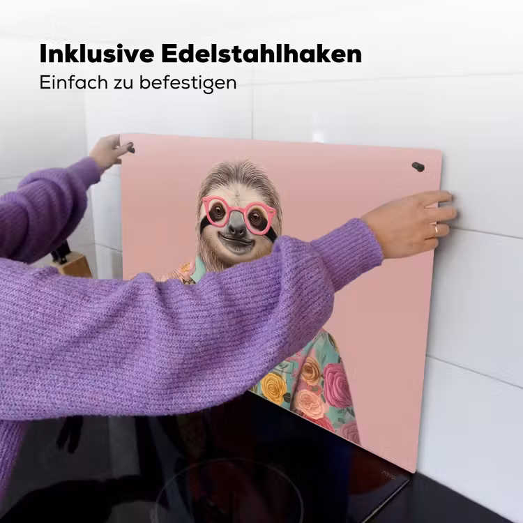 Luiaard - Bloemenprint - Bril - Roze Inductie beschemer met haakjes klein -ky-ophangen-de