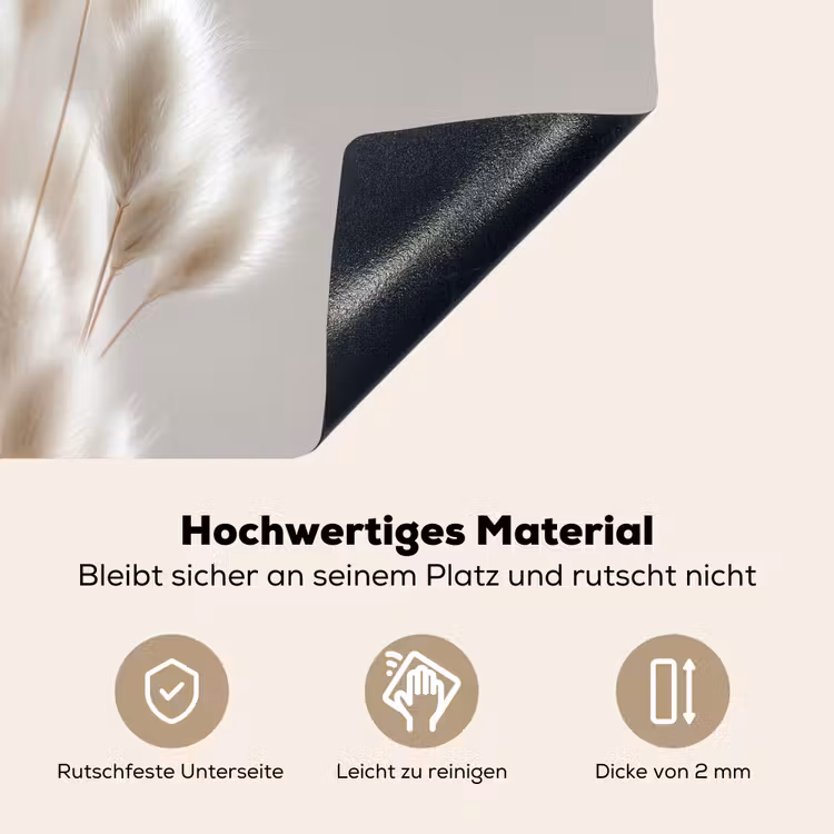 Pluimen - Beige - Minimalistisch Inductie beschemer met haakjes middel -ky-onderkant-de