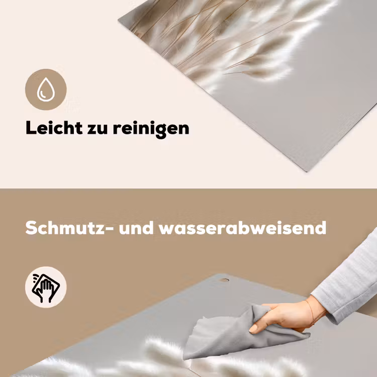 Pluimen - Beige - Minimalistisch Inductie beschemer met haakjes middel -ky-schoon-de