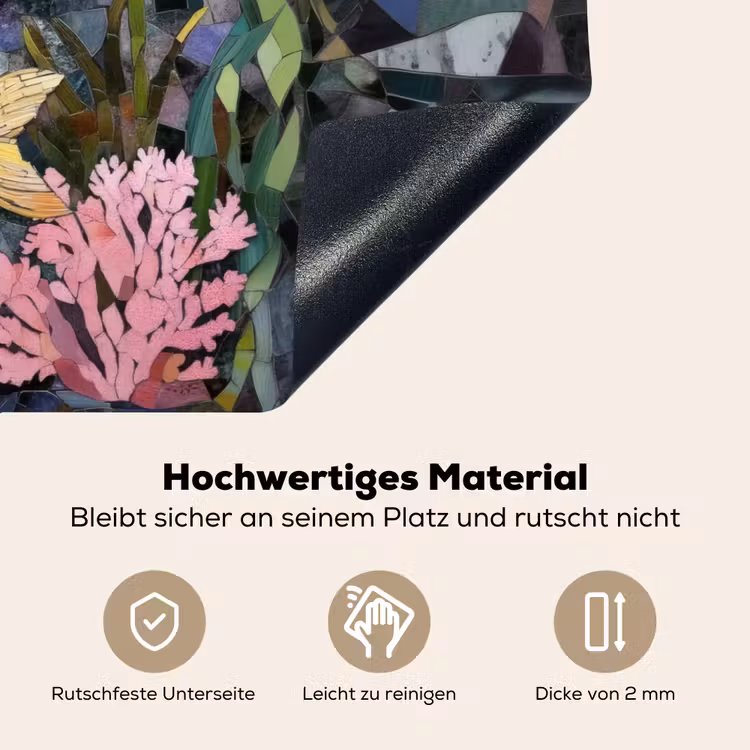 Vissen - Koraal - Zee - Mozaïek Inductie beschemer met haakjes klein -ky-onderkant-de