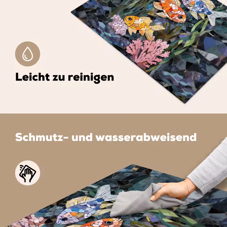 Vissen - Koraal - Zee - Mozaïek Inductie beschemer met haakjes klein -ky-schoon-de