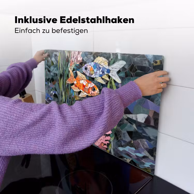 Vissen - Koraal - Zee - Mozaïek Inductie beschemer met haakjes klein -ky-ophangen-de