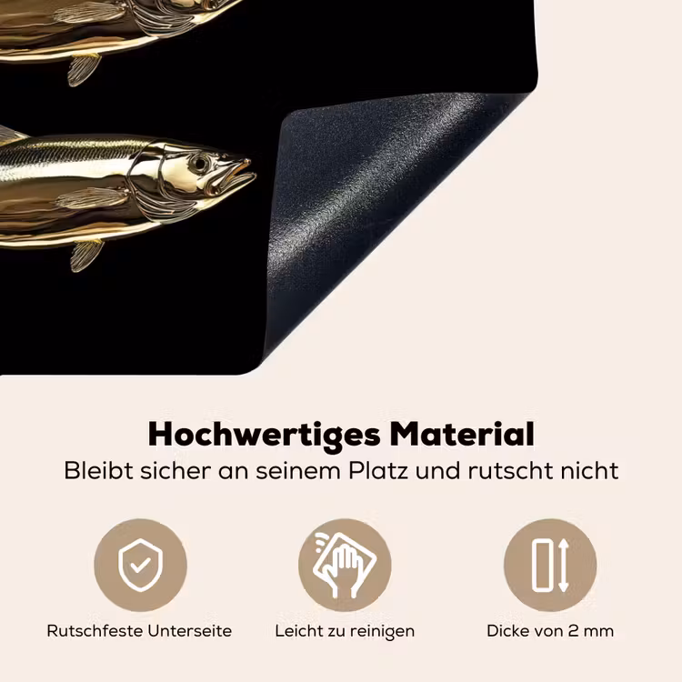Vissen - Goud - Zwart Inductie beschemer met haakjes klein -ky-onderkant-de