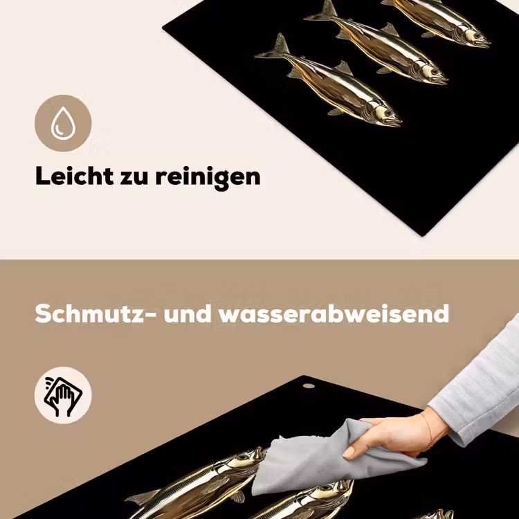 Vissen - Goud - Zwart Inductie beschemer met haakjes klein -ky-schoon-de