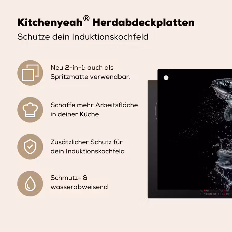 Vis - Koi - Zwart - Water Inductie beschemer met haakjes klein -ky-usp-de