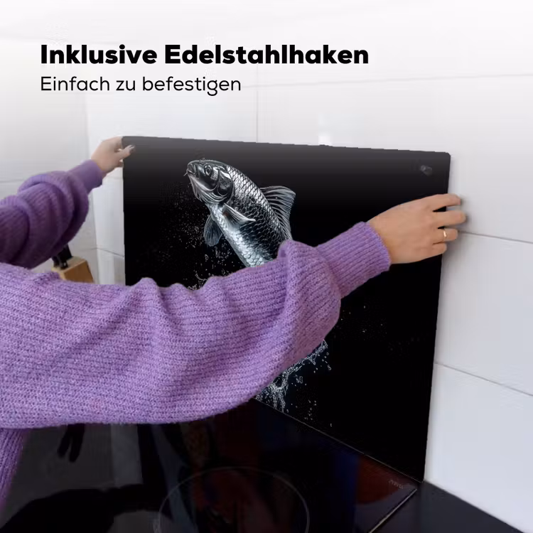 Vis - Koi - Zwart - Water Inductie beschemer met haakjes klein -ky-ophangen-de