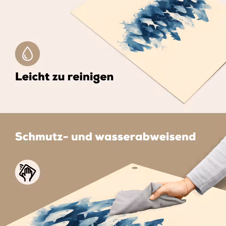 Vissen - Minimalistisch - Blauw Inductie beschemer met haakjes klein -ky-schoon-de