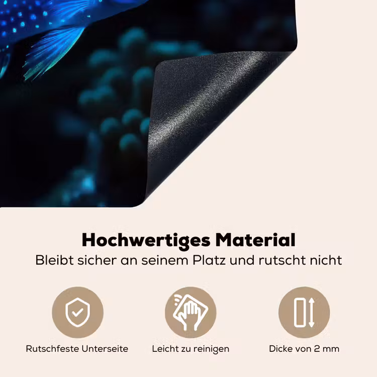 Vis - Stippen - Koraal - Blauw Inductie beschemer met haakjes middel -ky-onderkant-de