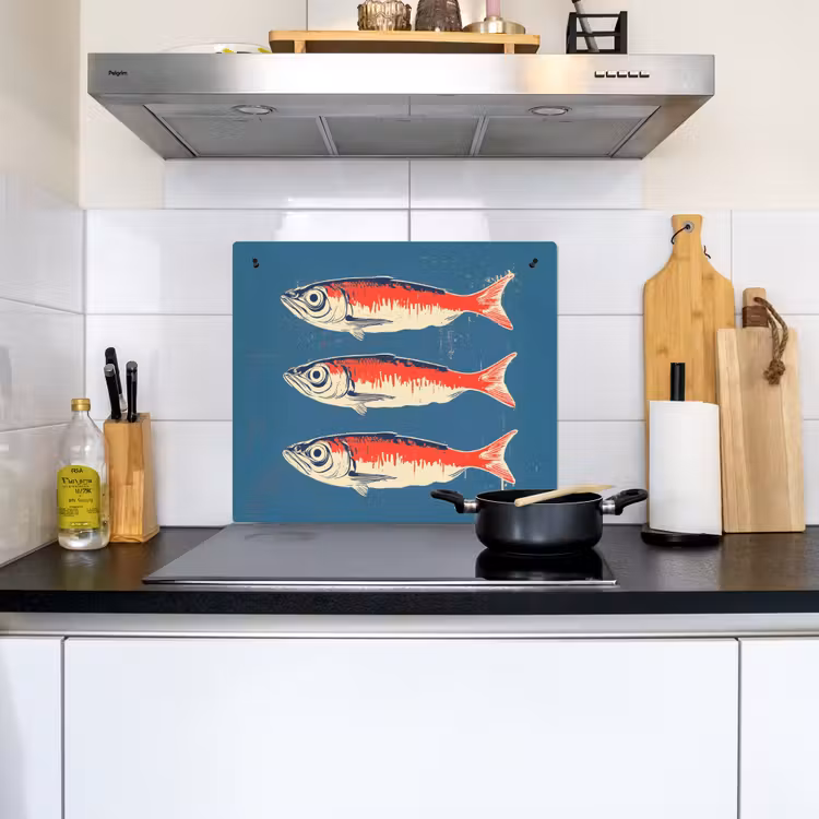 Vissen - Rood - Blauw Inductie beschemer met haakjes middel -sfeer2