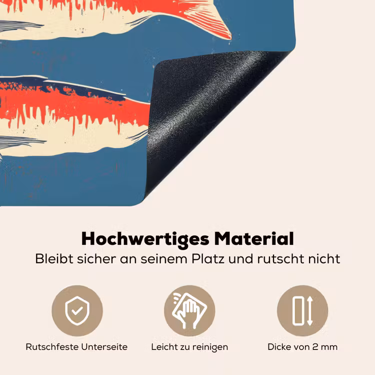Vissen - Rood - Blauw Inductie beschemer met haakjes middel -ky-onderkant-de