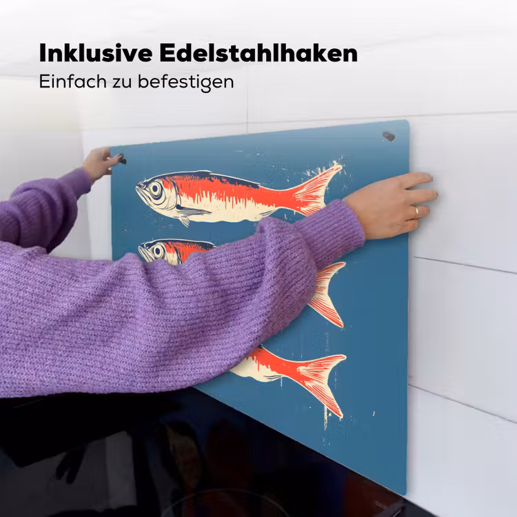 Vissen - Rood - Blauw Inductie beschemer met haakjes middel -ky-ophangen-de