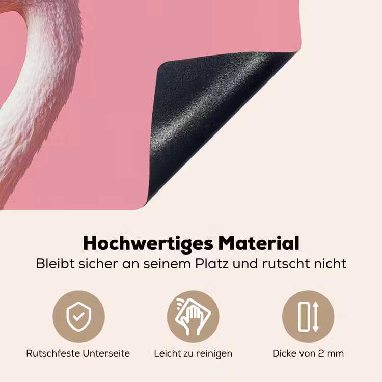 Flamingo - Roze - Koksmuts - Vogel Inductie beschemer met haakjes klein -ky-onderkant-de