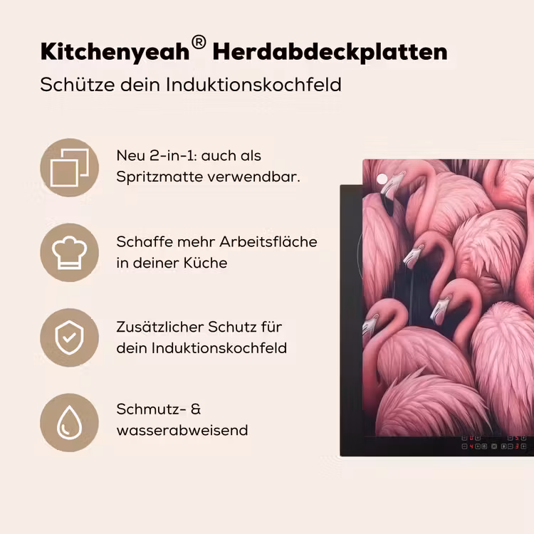 Flamingo - Roze - Dieren Inductie beschemer met haakjes klein -ky-usp-de