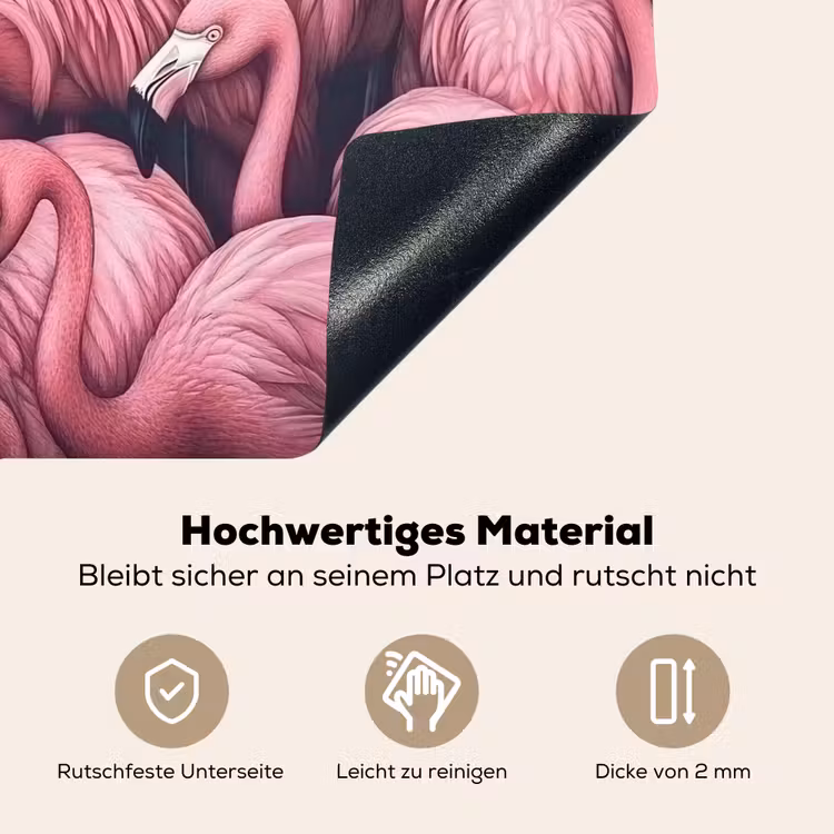 Flamingo - Roze - Dieren Inductie beschemer met haakjes klein -ky-onderkant-de