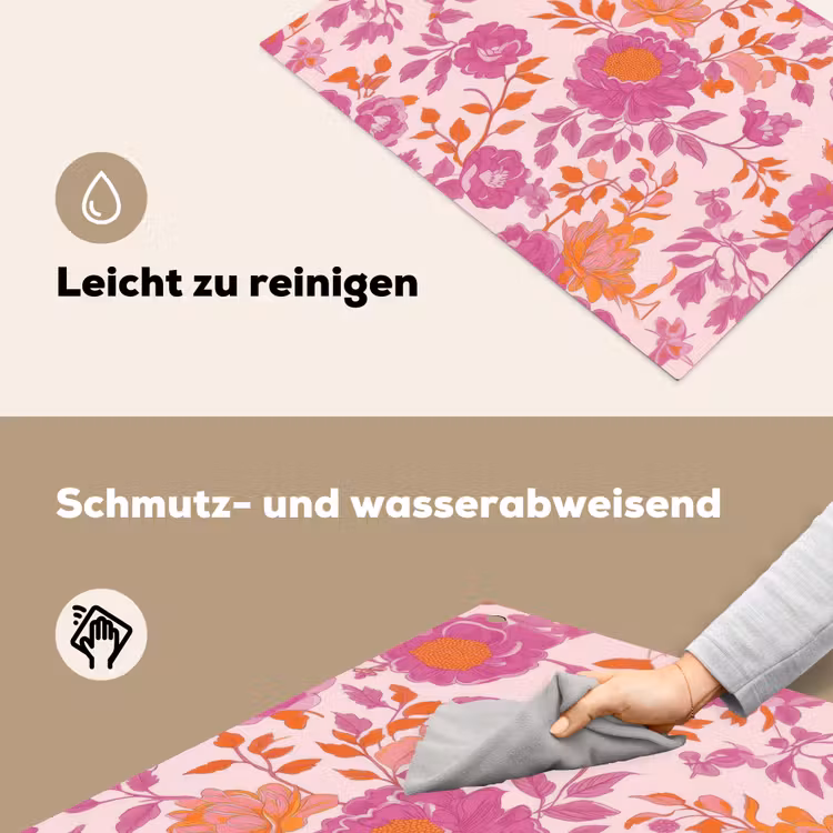 Bloemenpatroon - Roze - Oranje - Bloemen Inductie beschemer met haakjes klein -ky-schoon-de