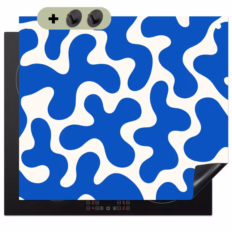 Vormen - Abstract - Blauw - Golven Inductie beschemer met haakjes middel -3d