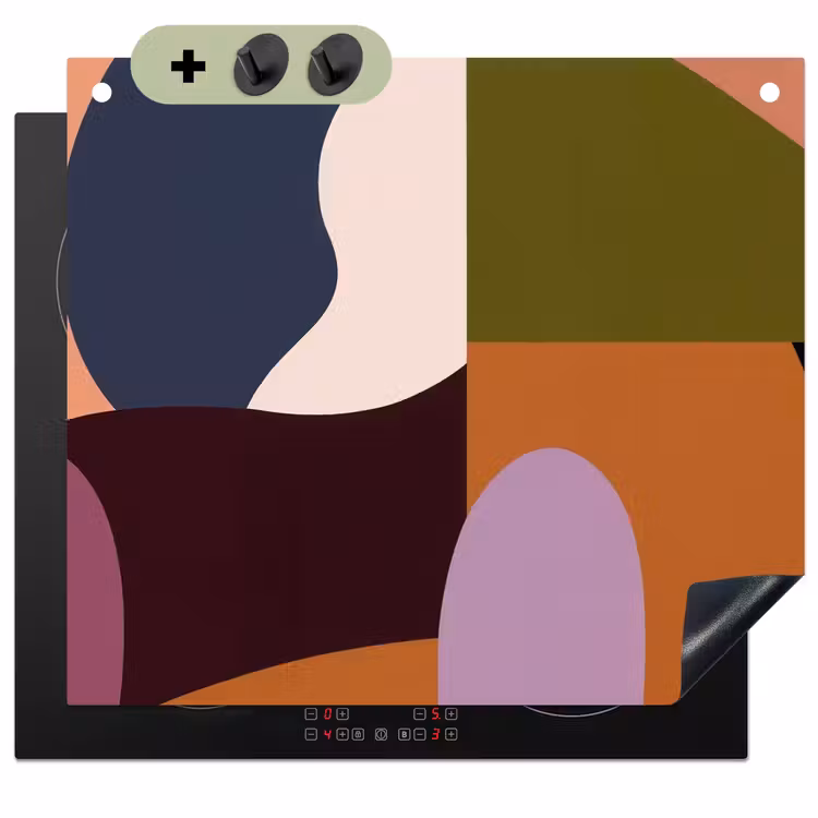 Vormen - Abstract - Kleuren - Vierkant Inductie beschemer met haakjes middel -3d