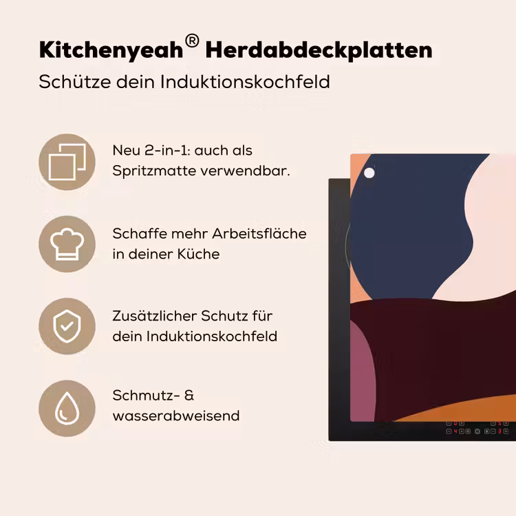 Vormen - Abstract - Kleuren - Vierkant Inductie beschemer met haakjes middel -ky-usp-de