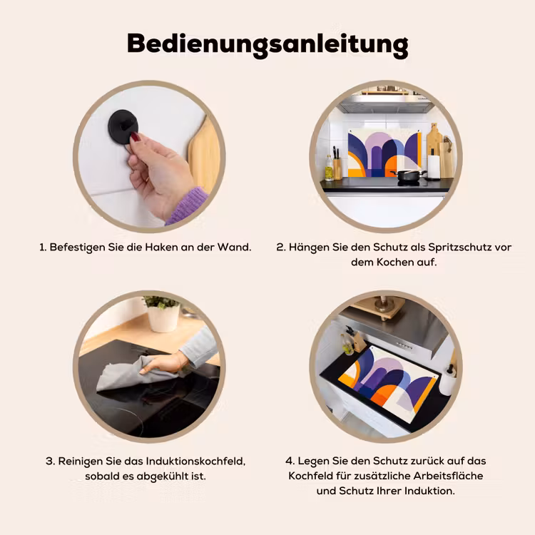 Vormen - Abstract - Grafisch - Oranje Inductie beschemer met haakjes klein -ky-gebruik-de