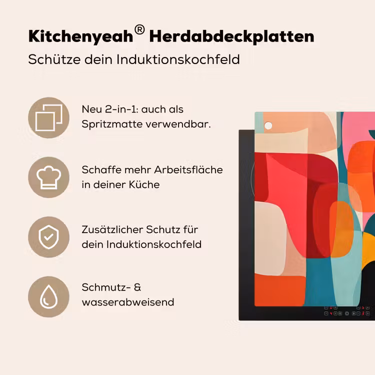 Vormen - Kleurrijk - Abstract - Vlakken Inductie beschemer met haakjes middel -ky-usp-de