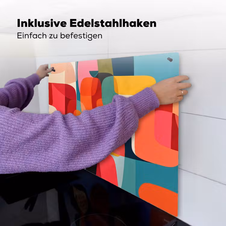 Vormen - Kleurrijk - Abstract - Vlakken Inductie beschemer met haakjes middel -ky-ophangen-de