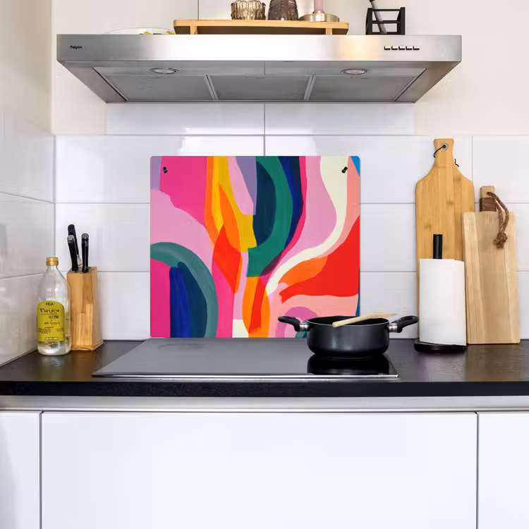 Vormen - Golvend - Abstract - Felroze Inductie beschemer met haakjes middel -sfeer2