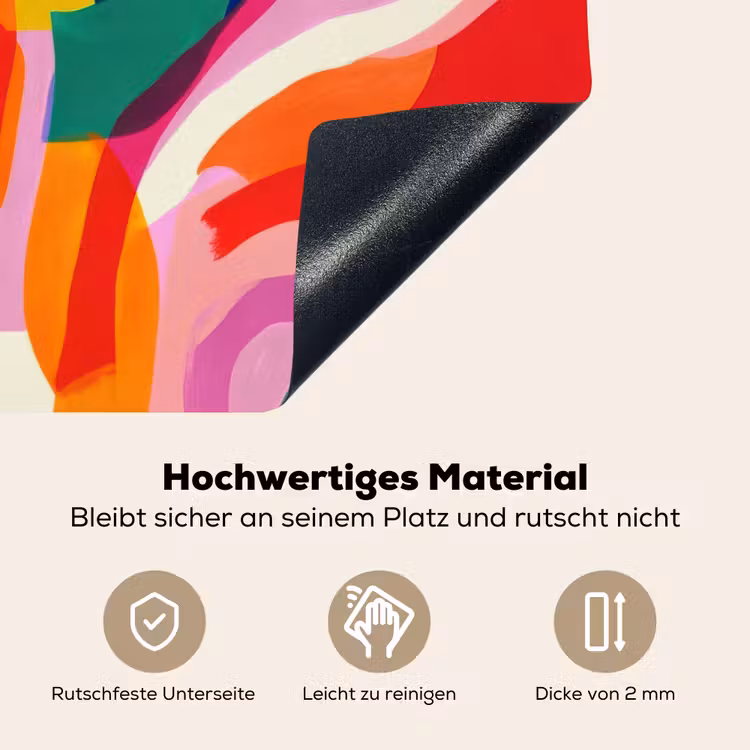Vormen - Golvend - Abstract - Felroze Inductie beschemer met haakjes middel -ky-onderkant-de