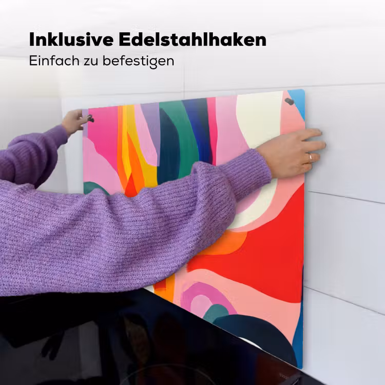 Vormen - Golvend - Abstract - Felroze Inductie beschemer met haakjes middel -ky-ophangen-de