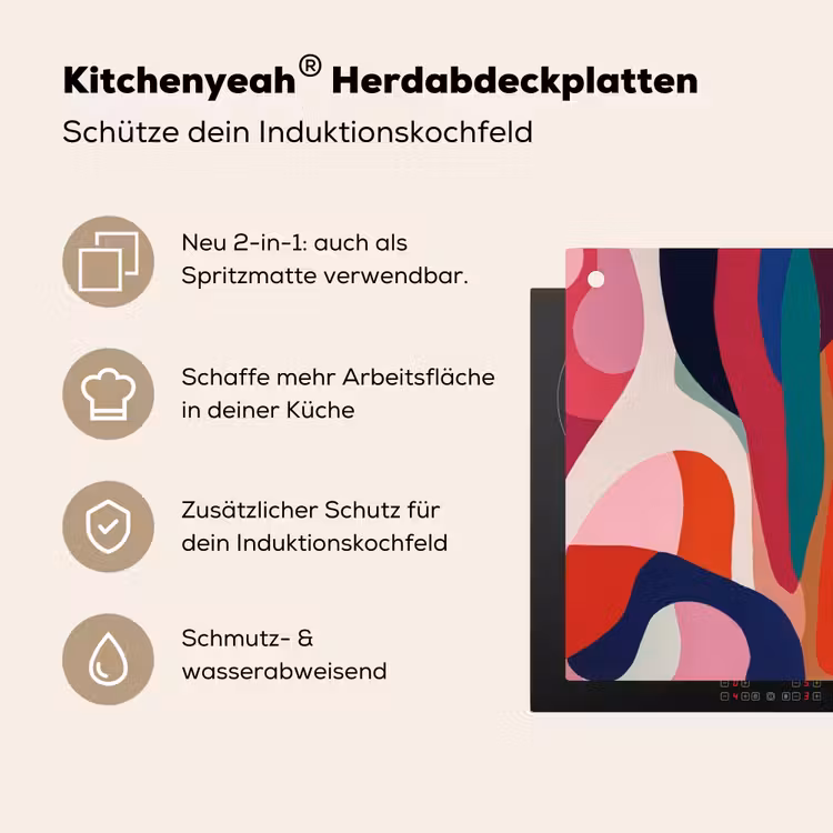 Vormen - Bochten - Kleurrijk - Abstract Inductie beschemer met haakjes middel -ky-usp-de