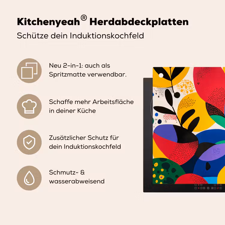 Vormen - Stippen - Kleurrijk Inductie beschemer met haakjes klein -ky-usp-de
