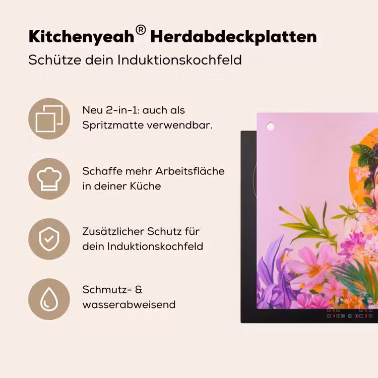 Vrouw - Abstract - Cirkel - Bloemen Inductie beschemer met haakjes klein -ky-usp-de
