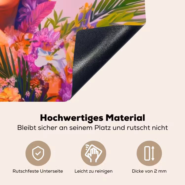 Vrouw - Abstract - Cirkel - Bloemen Inductie beschemer met haakjes klein -ky-onderkant-de